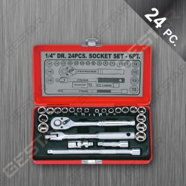 1/4" Dr. Juego de Dado SAE y Métrico 24 Pc.