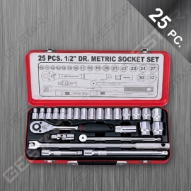 1/2" Dr. Juego de Dado Métrico 25 Pc. (Cabeza Pera) 
