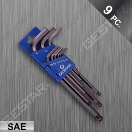 Juego de Llave Larga Hex SAE con Punta Redonda 9 Pc.