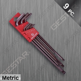 Juego de Llave Extra Larga Métrica con Punta Redonda 9 Pc.