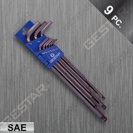 Juego de Llave Extra Larga Hex SAE con Punta Redonda 9 Pc. 