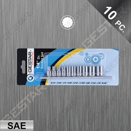 1/4" Dr. Juego de Dado SAE en Porta 10Pc.