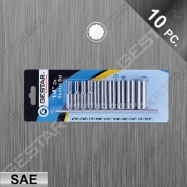 1/4" Dr. Juego de Dado Largo SAE en Porta 10Pc.