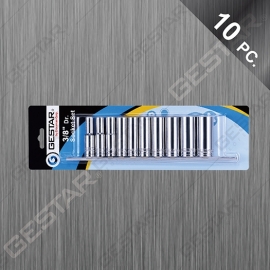 3/8" Dr. Juego de Dado Largo en Porta Métrico 10 Pc.