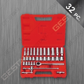 3/8" Dr. Juego de Dado SAE 32 Pc. (Cabeza Redondo)