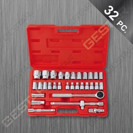 1/2" Dr. Juego de Dado 6Pt. y 12Pt. Métrico 32 Pc.